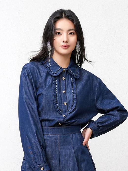3楼FEXATA服饰(新百)    复古荷叶边装饰牛仔上衣 商品图2
