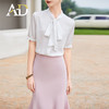 AD时尚减龄雪纺短袖女2024新款白色衬衫气质上衣职业装工装套装 商品缩略图1