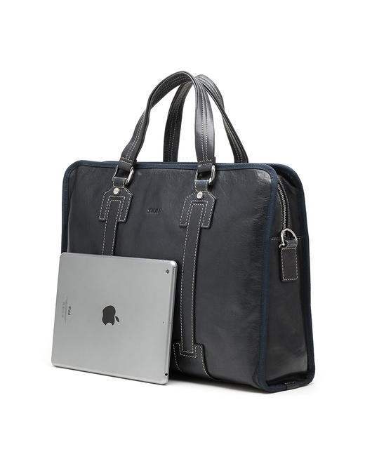 6944567056503 圣伽步SKAP 男款深蓝牛皮公文包 42*10*32cm 商品图6