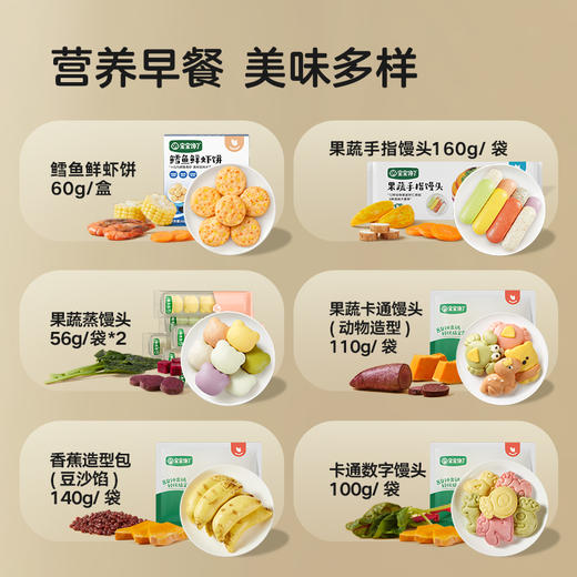 69.9任选5件【宝宝馋了冷链早餐大集合】赠果蔬蒸馒头1件#异业福利 商品图1