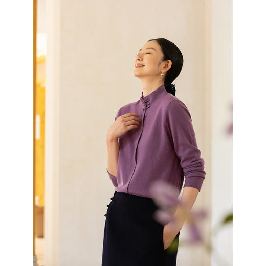 牧衣游原创 羊毛混织毛织外套冬轻盈柔软舒适百搭保暖开衫 焦米朵 商品图3