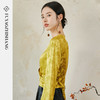 FUYAO扶摇 提花衬衫女秋季新款喇叭袖光泽感缎面上衣国风珠扣衬衣 商品缩略图4