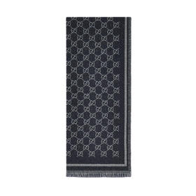 GUCCI 古驰 女士GG羊毛提花围巾 深蓝色 839035 3GAMQ 1468