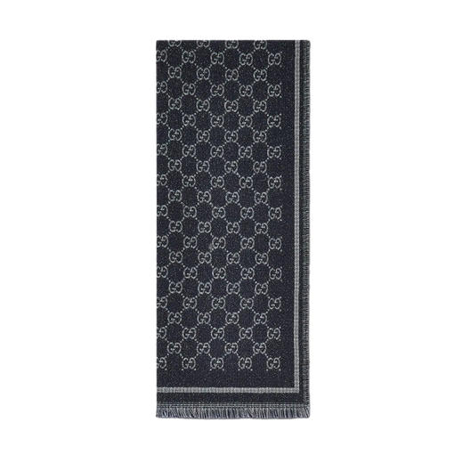 GUCCI 古驰 女士GG羊毛提花围巾 深蓝色 839035 3GAMQ 1468 商品图0