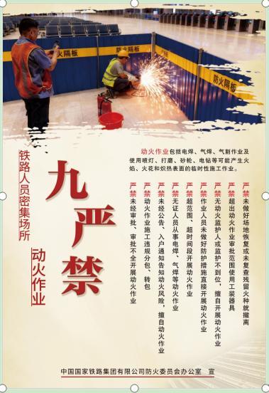1536铁路人员密集场所动火作业“九必须”挂图 商品图0