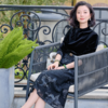 西子/花园秘境丝绒拼接立体丝带刺绣黑色连衣裙/CQHY067 商品缩略图1