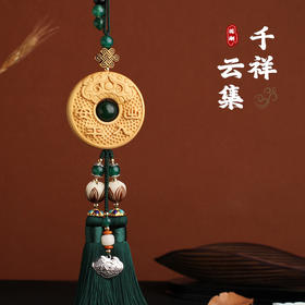 太清黄杨木雕双龙平安汽车挂件