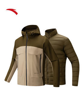 安踏膜防泼水外套男保暖两件套AEROVENTLT加绒上衣户外百搭152546606