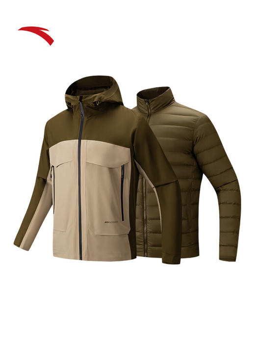 安踏膜防泼水外套男保暖两件套AEROVENTLT加绒上衣户外百搭152546606 商品图0