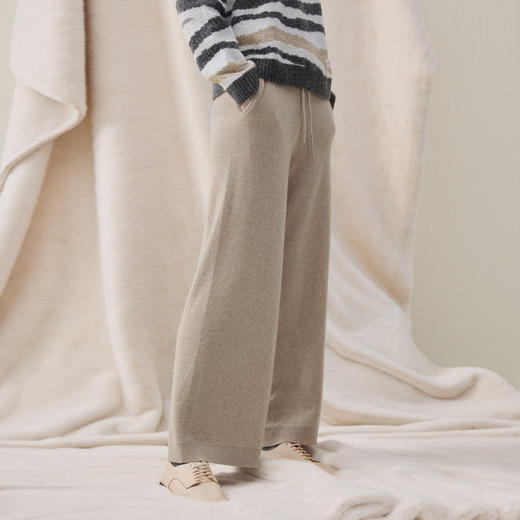 谜底羊毛阔腿裤长裤2025年冬季新品百搭舒适轻盈柔暖女254MZ1928 商品图1