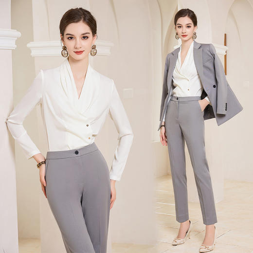 AD白色上衣轻熟法式小众衬衫职业装2023新款漂亮小衫纯色长袖衬衣 商品图0