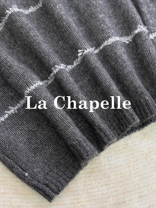 会员福利【山羊绒+羊驼毛】拉夏贝尔/La Chapelle韩系甜美~绵羊毛慵懒条纹宽松圆领针织毛衣 商品图7