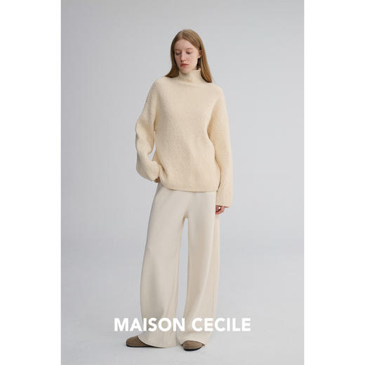 MAISON CECILE 特殊织法羊毛颗粒感点点肌理高领廓形针织毛衣 商品图3