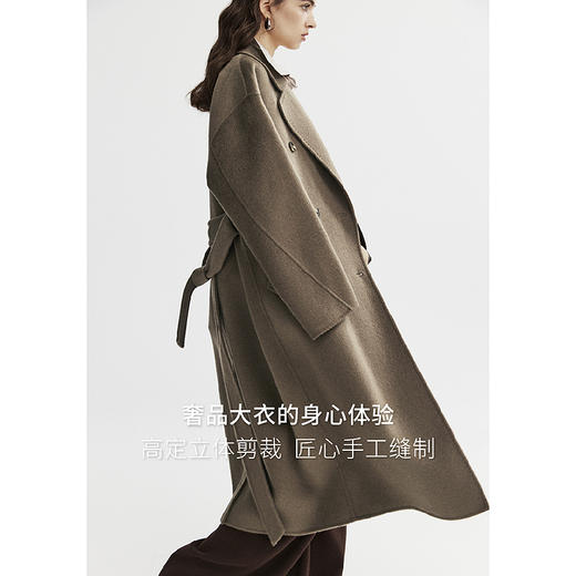 【15羊绒】初棉山羊绒廓形双面毛呢大衣女25秋冬高智感羊毛外套366666008/367666004 商品图7