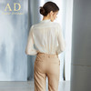 AD春季时尚名媛长袖薄款香槟色衬衫职业装气质女神蝴蝶结系带衬衣 商品缩略图4