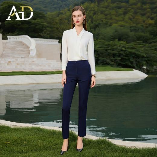 AD高端白色衬衫女秋季2023年新款时尚洋气修身高级感雪纺长袖衬衣 商品图0