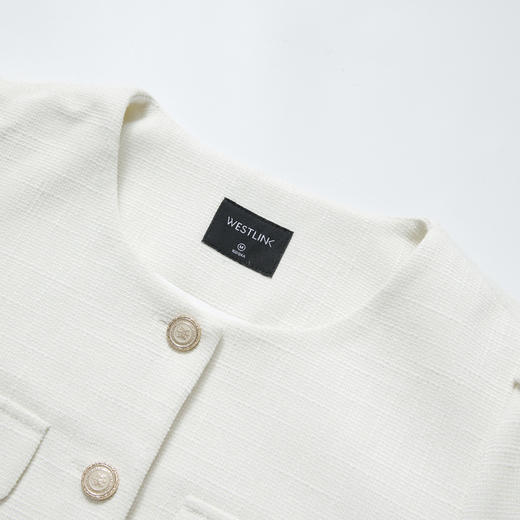 西遇千金小香风套装女冬季新款单排扣短外套高腰百褶裙两件套V3755286 商品图5