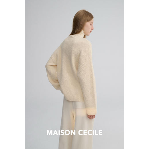 MAISON CECILE 特殊织法羊毛颗粒感点点肌理高领廓形针织毛衣 商品图2