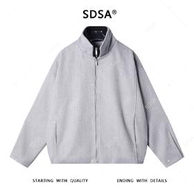 SDSA男士秋冬新款痞帅男装时尚简约撞色拉链立领毛呢夹克外套百搭