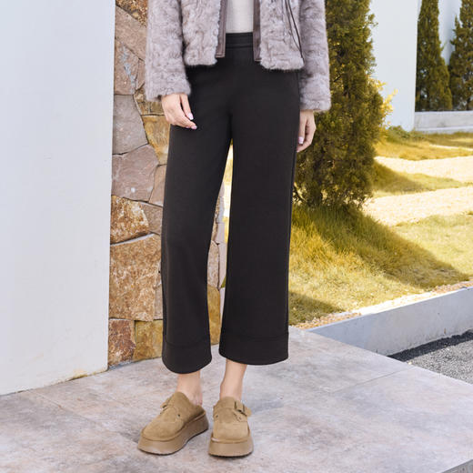 半身缘女裤 秋冬直筒宽松亲肤显高发热绒休闲裤254102U30320075 商品图2