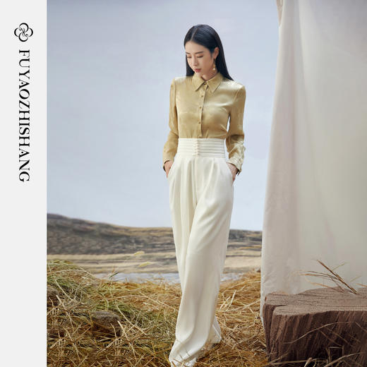 FUYAO扶摇 新中式改良提花国风通勤衬衫上衣日常百搭汉元素上衣 商品图3