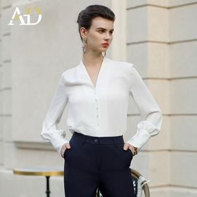 AD2024早春新款衬衫女新中式上衣时尚通勤白色衬衫内搭长袖工作服