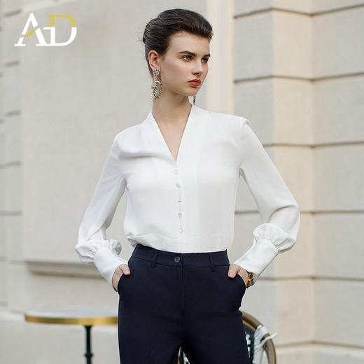 AD2024早春新款衬衫女新中式上衣时尚通勤白色衬衫内搭长袖工作服 商品图0