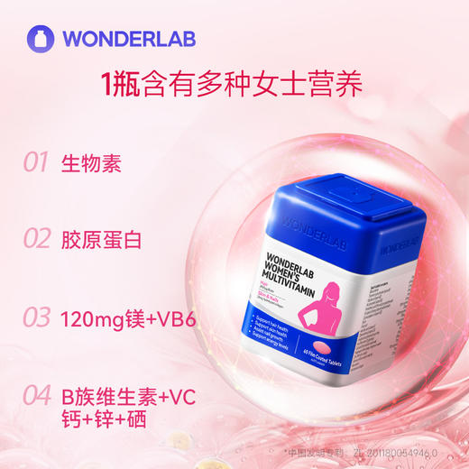 女士复合维生素2.0 万益蓝WonderLab 焕活小魔方 美肌强体提气色 多重复合维生素B族锌硒 商品图2