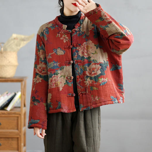 GYH C053-6249国风复古印花加厚棉衣外套 商品图2