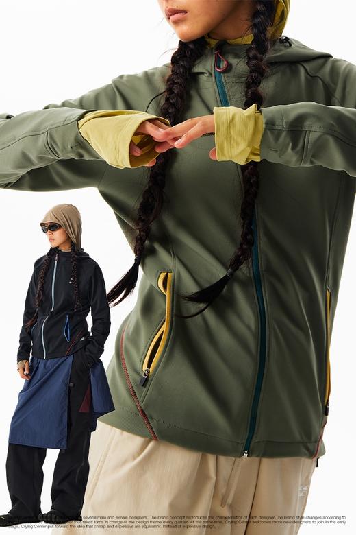 CryingCenter 重磅撞色修身斜门襟连帽外套 女款 哭喊中心 商品图4
