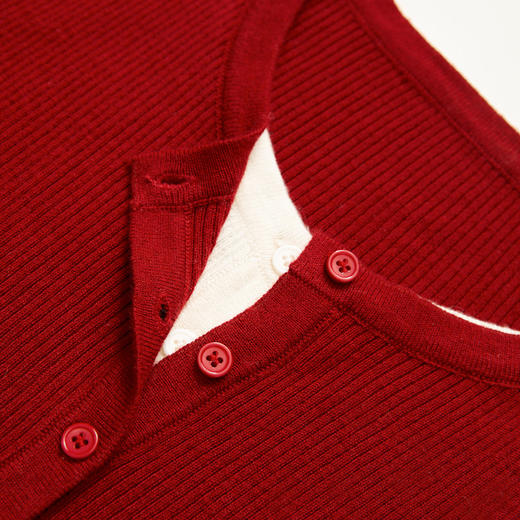 西遇安可拉红撞色假两件针织T恤女冬季新款修身显瘦内搭上衣V3955350 商品图5