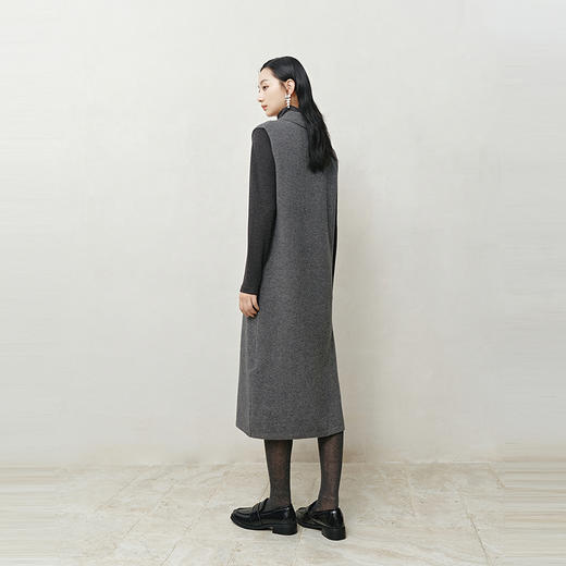 NEELLY纳俪商场同款冬季新款POLO领无袖针织裙女修身亲肤中长裙N25103Y01079 商品图1