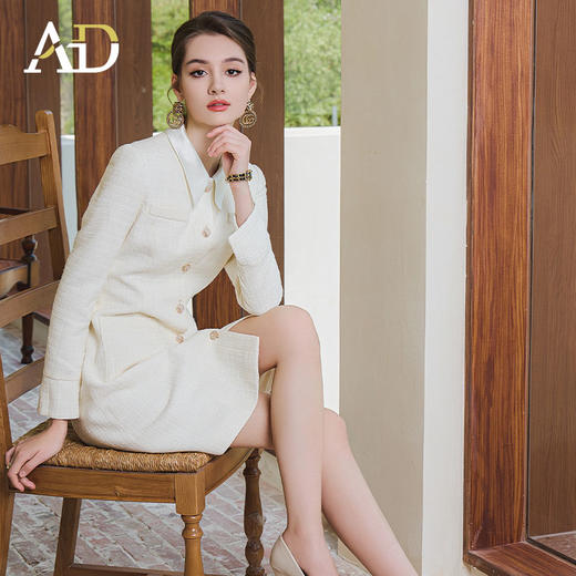 AD气质名媛范小香风连衣裙女高端醋酸立领长袖连身裙2024秋季新款 商品图1