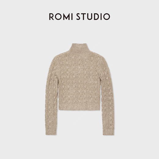 ROMI STUDIO100%雪尼尔纱线绒面绞花编织高领套头毛衫 RWCASZ3775 商品图2