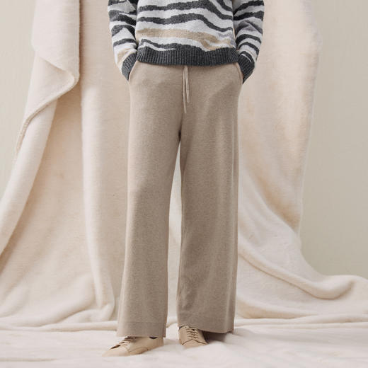 谜底羊毛阔腿裤长裤2025年冬季新品百搭舒适轻盈柔暖女254MZ1928 商品图0