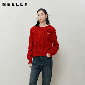 NEELLY纳俪商场同款冬季新款设计感休闲针织衫女亲肤通勤吸睛毛衣N25103A01062