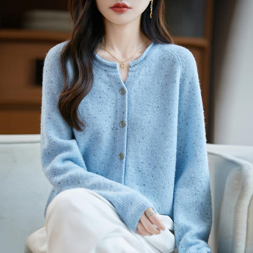 BANHUI板绘-七针加厚卷边彩点纱开衫XK094 商品图4