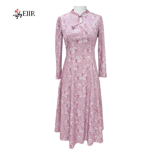 司歌丝绒印花国风裙长袖连衣裙旗袍A881434 商品图4