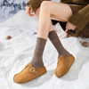 西遇厚底加绒勃肯鞋女新款秋冬一脚蹬外穿拖鞋内增高包头半拖V0057306 商品缩略图2