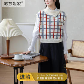 苏苏姐家斜领格致马甲手工diy棒针编织毛衣羊毛线团材料包