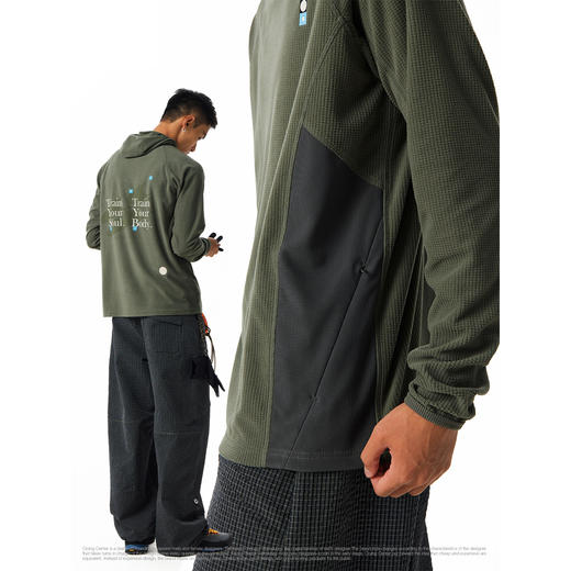 CryingCenter抗静电绒面华夫格哈苏线撞色运动长袖户外连帽衫男女 商品图3