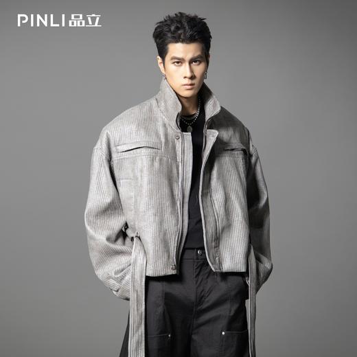 PINLI品立2025秋季新款男士宽松短款翻领梭织茄克机车型男外套潮GD253104156 商品图3