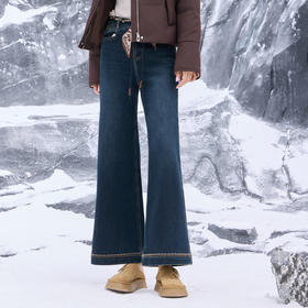半身缘女裤 秋冬复古时尚宽松显高显瘦喇叭牛仔裤254102U10120068