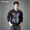 PINLI品立2025秋季新款男宽松圆领卫衣美式潮牌小熊烫钻长袖上衣BG251109003 商品缩略图0