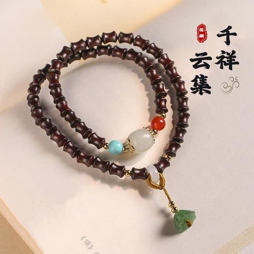 太清檀木老型桶珠复古双圈手串 商品图0