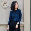 西子/佛罗伦萨羊毛钉珠时尚玫瑰提花蓝色针织衫/MSBH2224 商品缩略图0