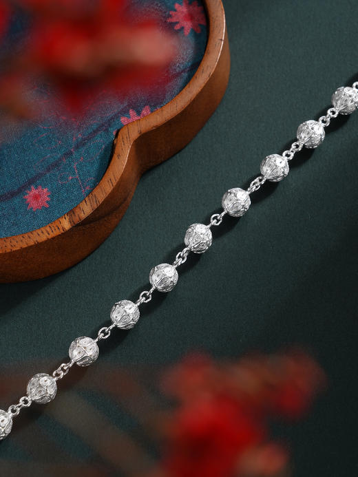 子佩集S990银【绣球花】手链【ZYZSL】花丝2510 商品图7