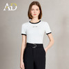 AD修身蓝色短袖女t恤2025新款圆领正肩夏季新款百搭通勤打底衫 商品缩略图2