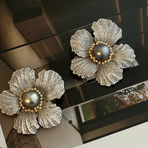 甄珠贝 chao奢华大溪地胸针 约14mm ji光面无瑕 秋冬配大衣chao赞的 商品图5