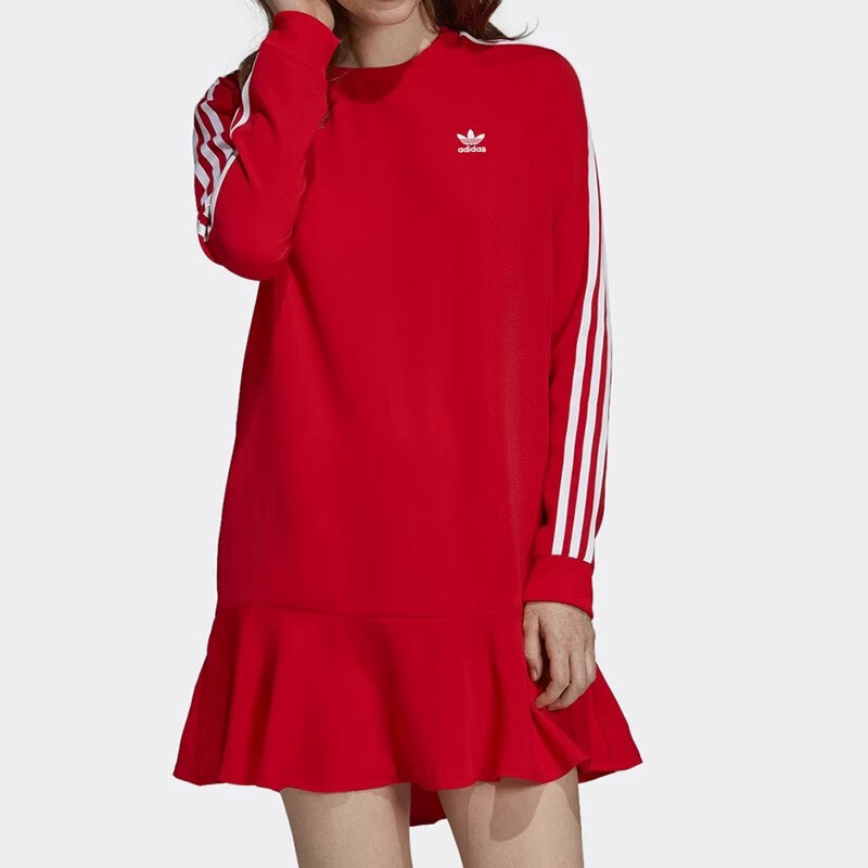 元旦超值抢购 （YY）adidas/阿迪达斯  三叶草女裙子春季款运动服透气休闲圆领连衣裙 DW3880